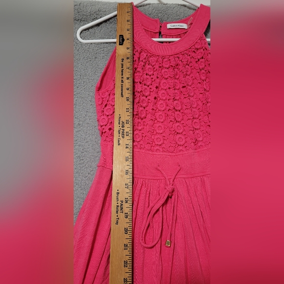 Calvin Klein Pink Halter Maxi Dress with Side Pockets and Lace Top Size 2 - Picture 2 of 10